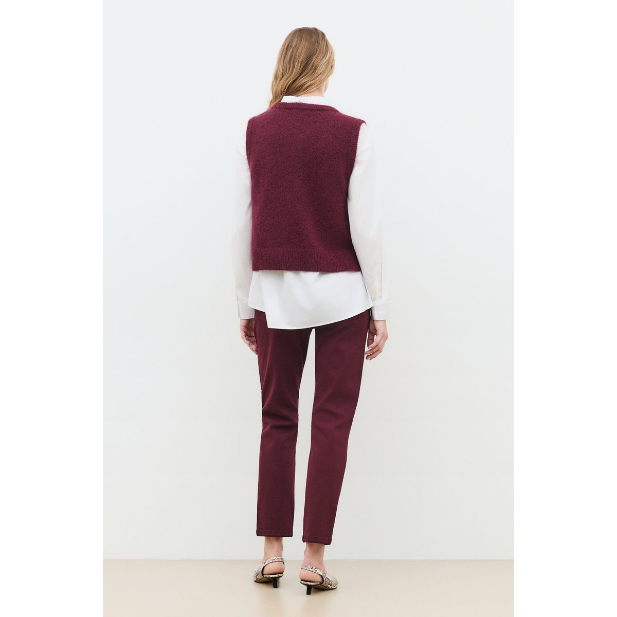 Pull droit col rond alpaga MDOUG bordeaux, CAROLL