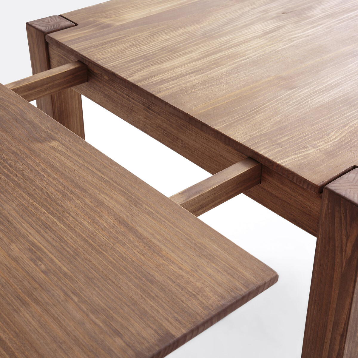 Table à manger, extensible, pin teinté teck et plaqué, 6 à 8 couverts, LUNJA pin ciré, LA REDOUTE INTERIEURS