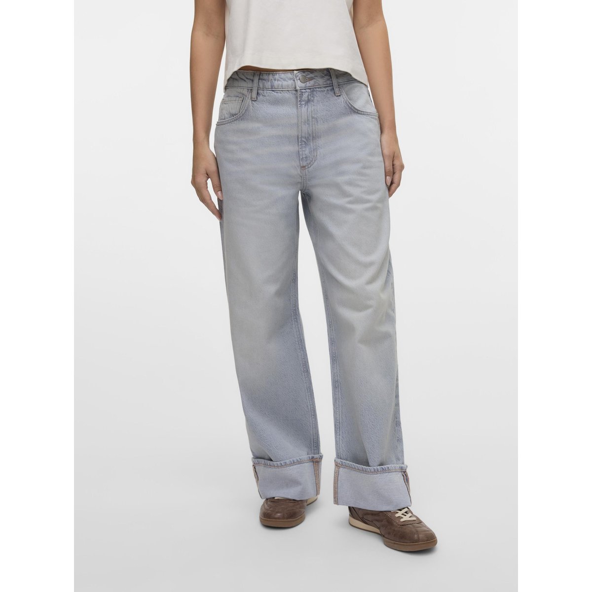 Jean À Coupe Large light grey denim, VERO MODA