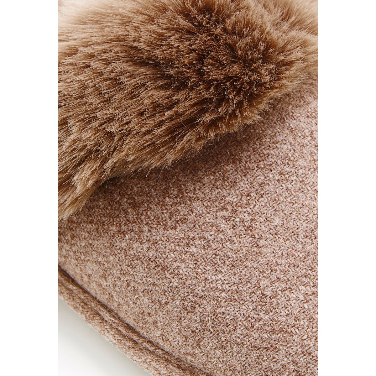 Mules Thermolactyl imitation fourrure marron taupe chiné, DAMART
