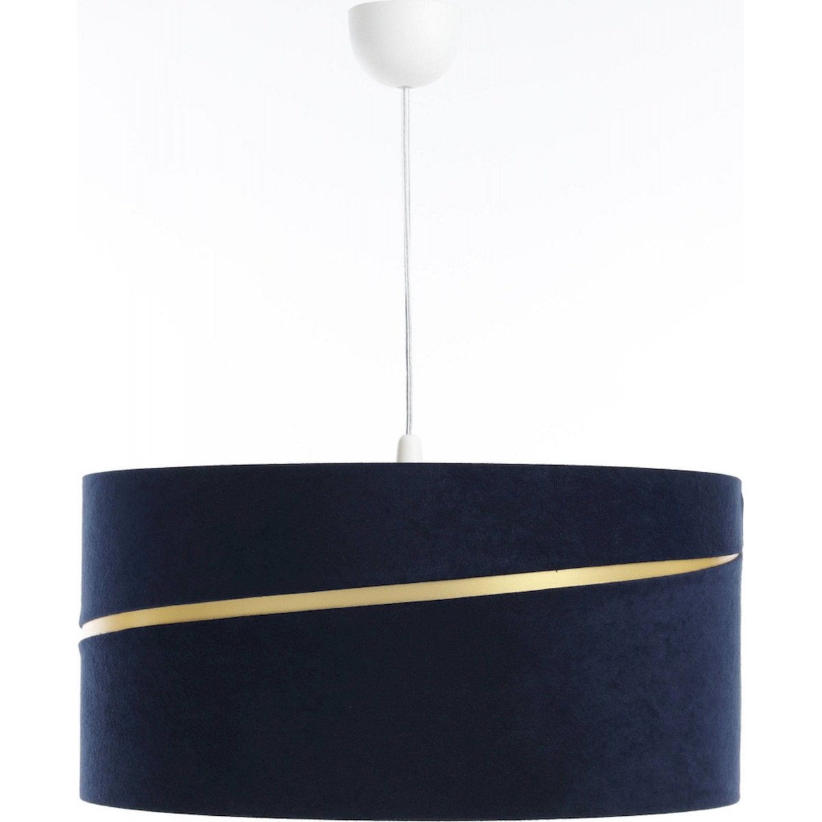 Suspension en tissu, SWING abat-jour en satin microfibre bleu, liseret doré et intérieur doré, BPS KONCEPT