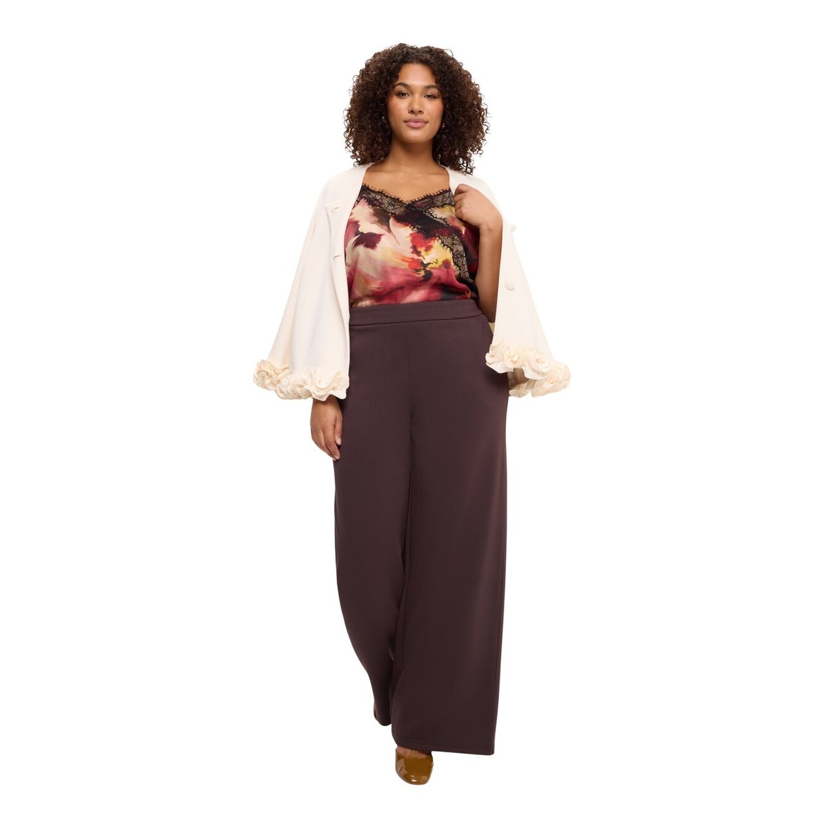 Pantalon à jambes larges marron, FIORELLA RUBINO