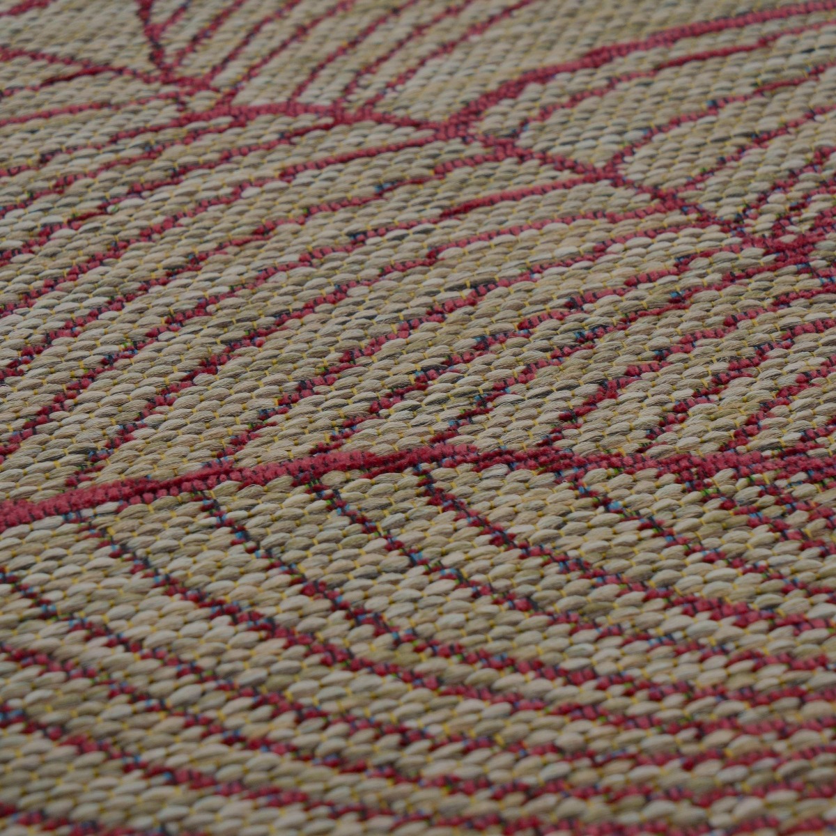 Tapis extérieur intérieur  bordeaux motif feuillage ORSA beige et bordeaux, THE DECO FACTORY