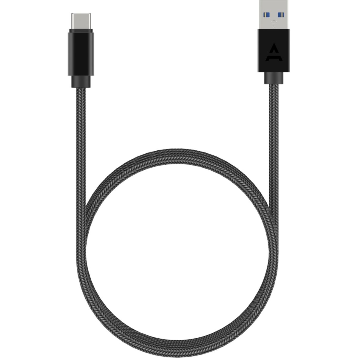 Câble USB C vers USB 2M tressé Noir compatible iPhone 17 16 15 Pro Max et Samsung Galaxy S25 S24 Ultra couleur unique, ADEQWAT