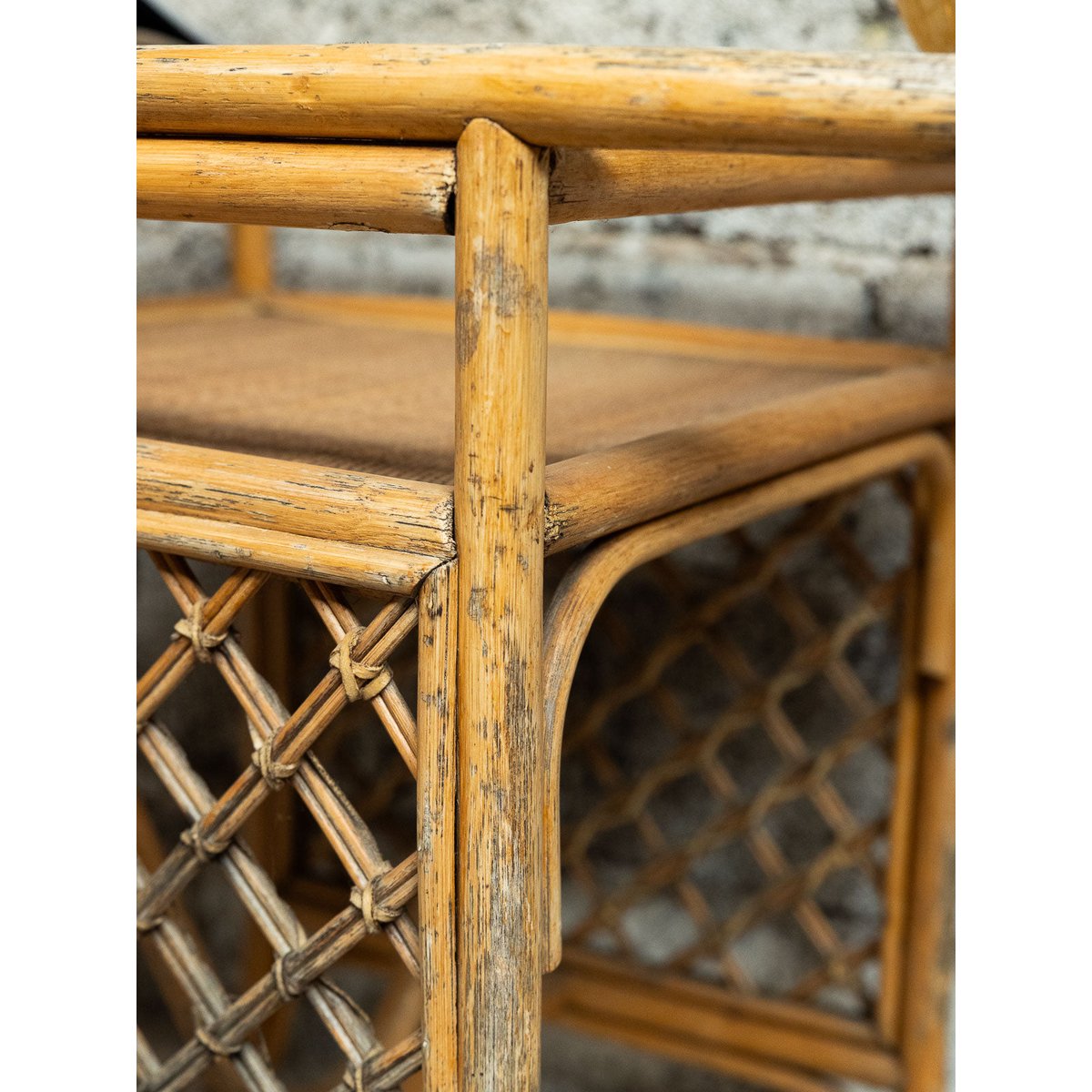 Table d'appoint en rotin Francine N°1483 - Bon état beige, DEBONGOUT