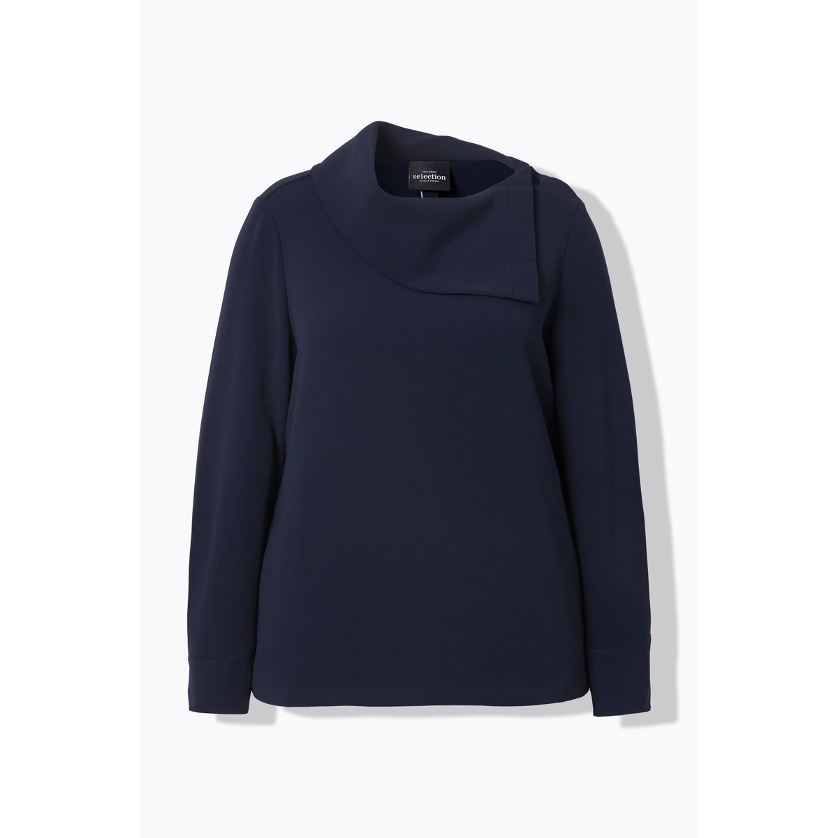Blouse en acétate à manches longues et col marine foncé, ULLA POPKEN