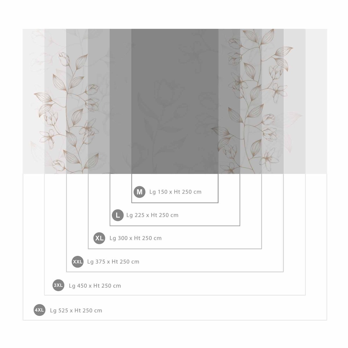Papier peint panoramique Illustres Pétales, Beige 525 x 250cm beige, ACTE DECO