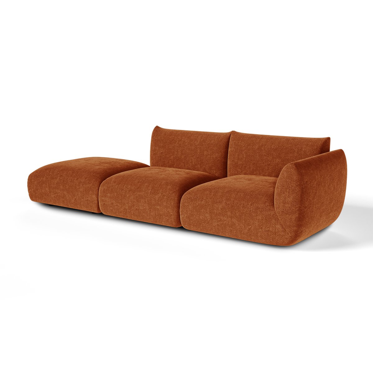 Canapé modulable 5 places en velours chenillé NOOMA terracotta, SIA HOME