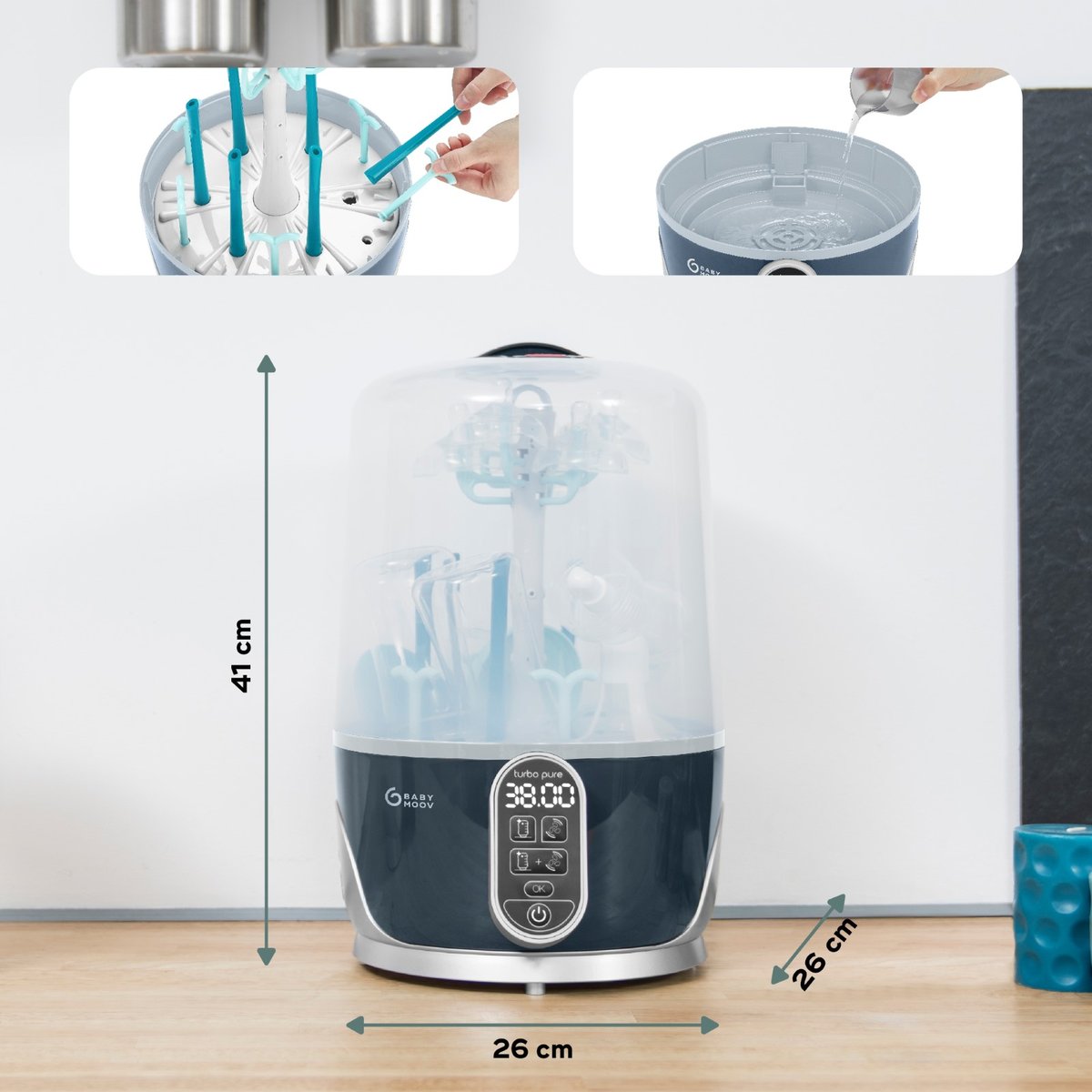 Stérilisateur sèche biberons Turbo Pure bleu, BABYMOOV