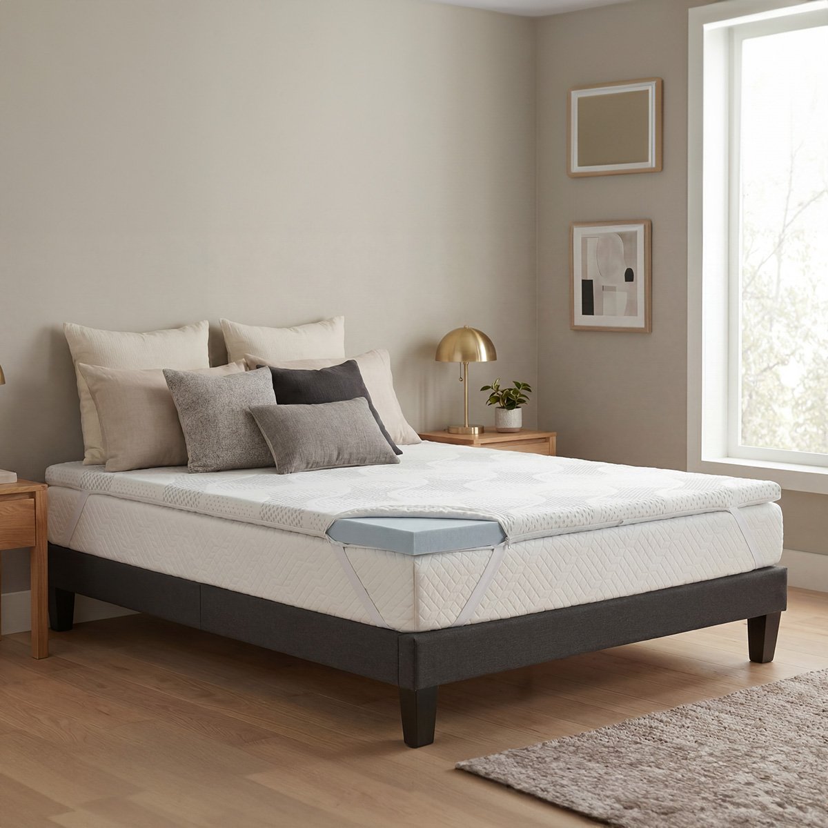 Surmatelas Viscotouch - Mémoire de forme + gel thermorégulant - Fabriqué en France - 5 cm d'épaisseur blanc, BELLECOUR