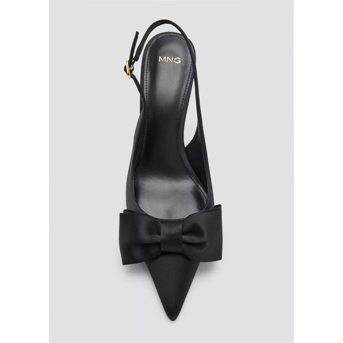 Escarpin satiné à nœud noir, MANGO
