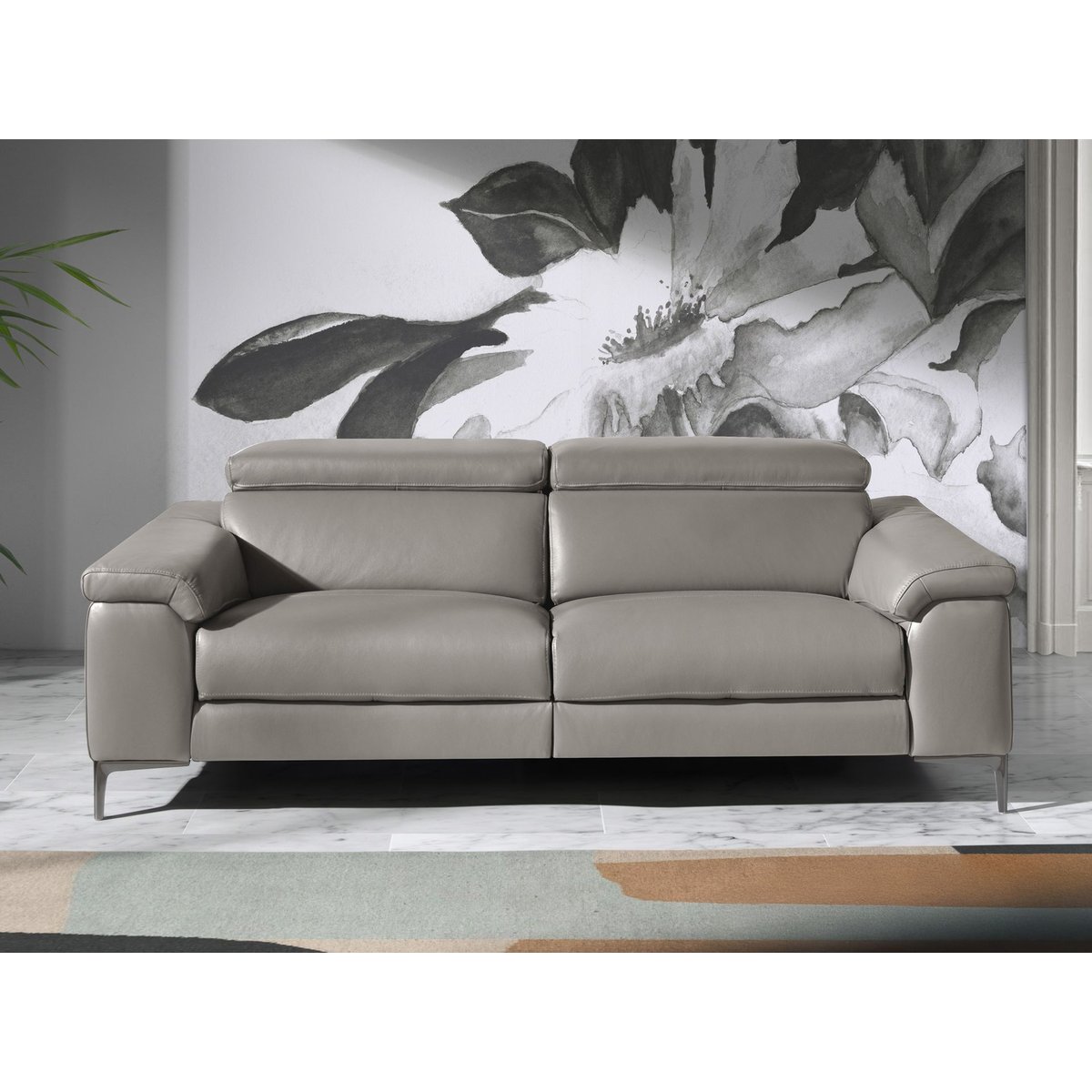 Canapé en cuir avec relax gris | acier, ANGEL CERDA