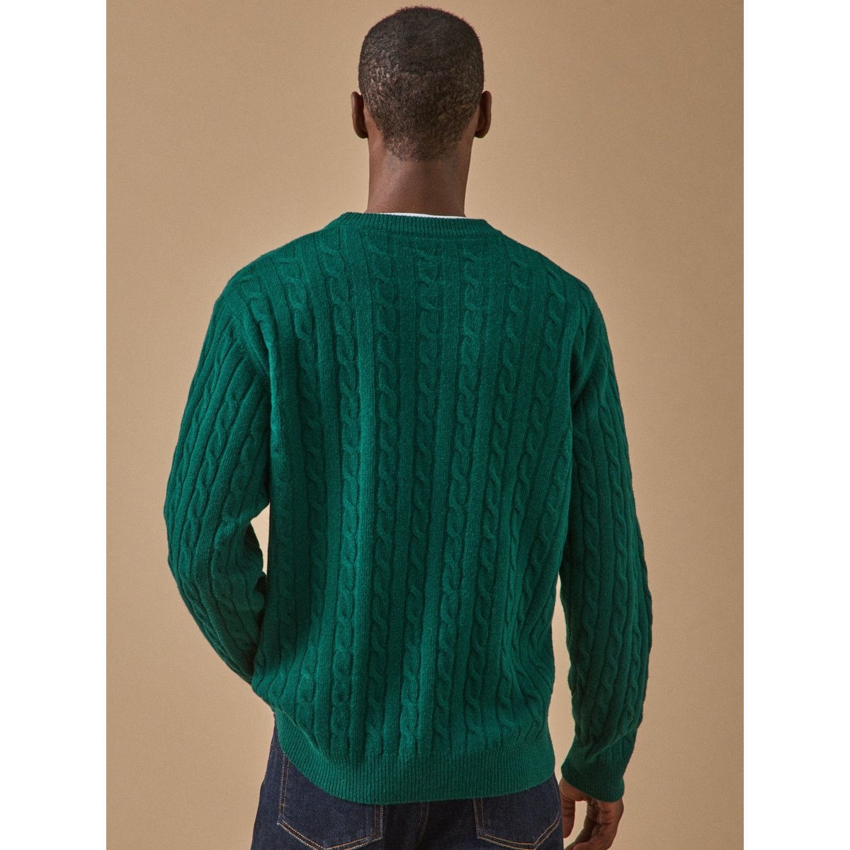 Pull torsades en laine vert, CYRILLUS