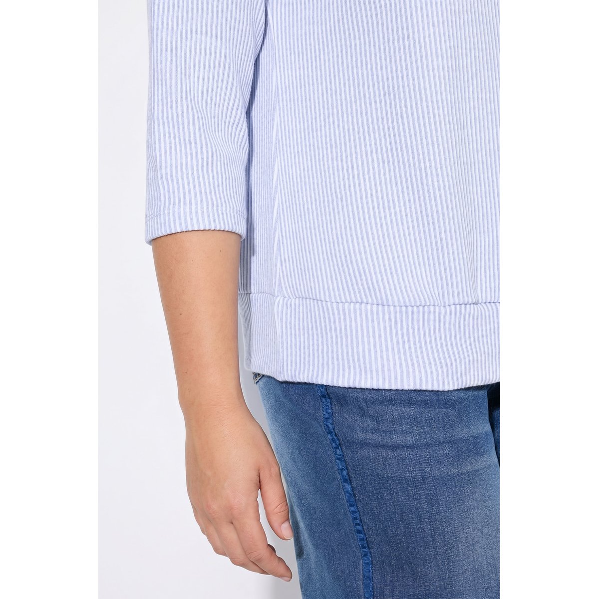 Sweat-shirt à rayures bleu clair, ULLA POPKEN