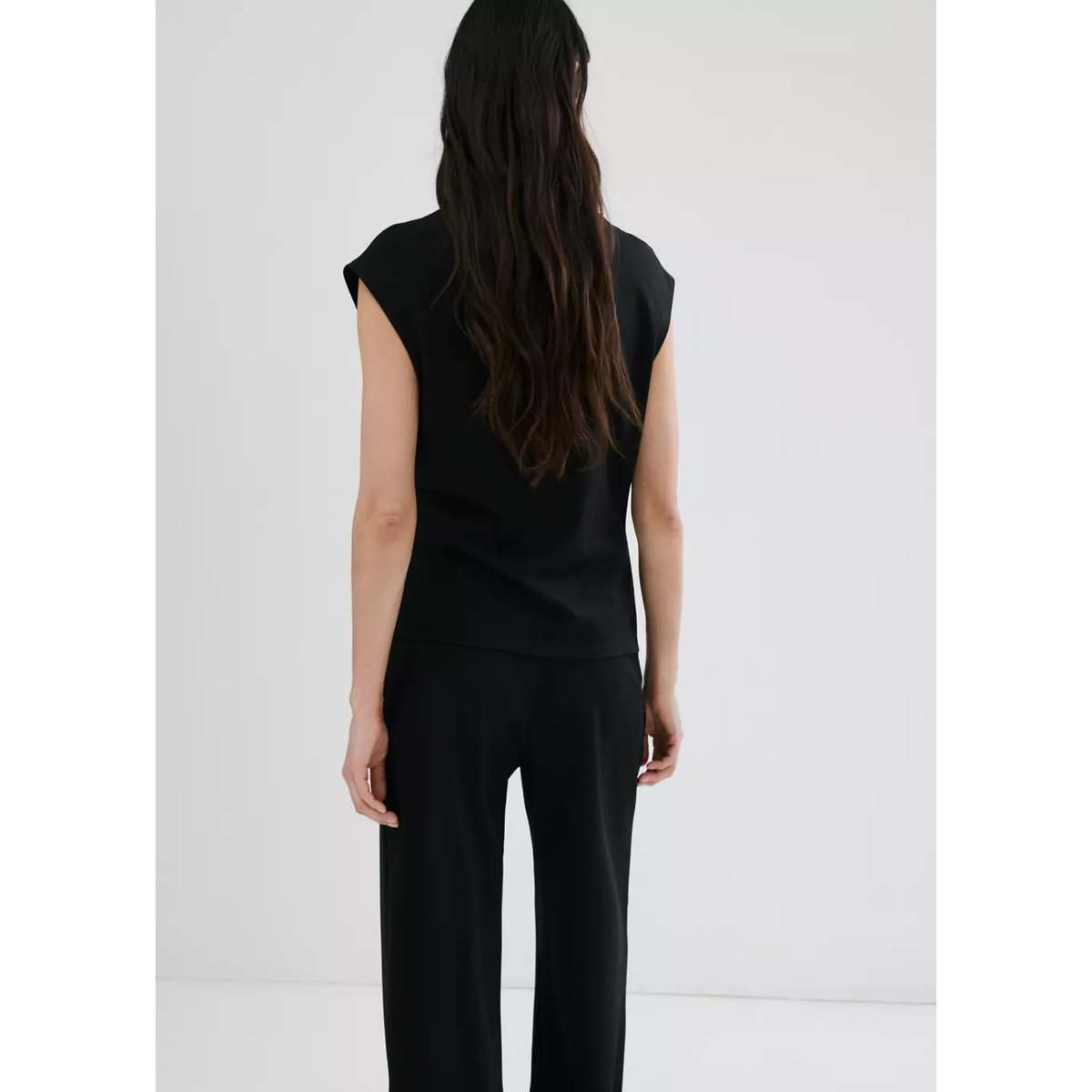 T-shirt détails froncés noir, MANGO