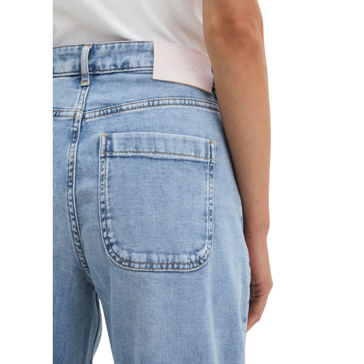 Jeans à jambes larges en denim Cashmere Touch bleu moyen, MARC O'POLO