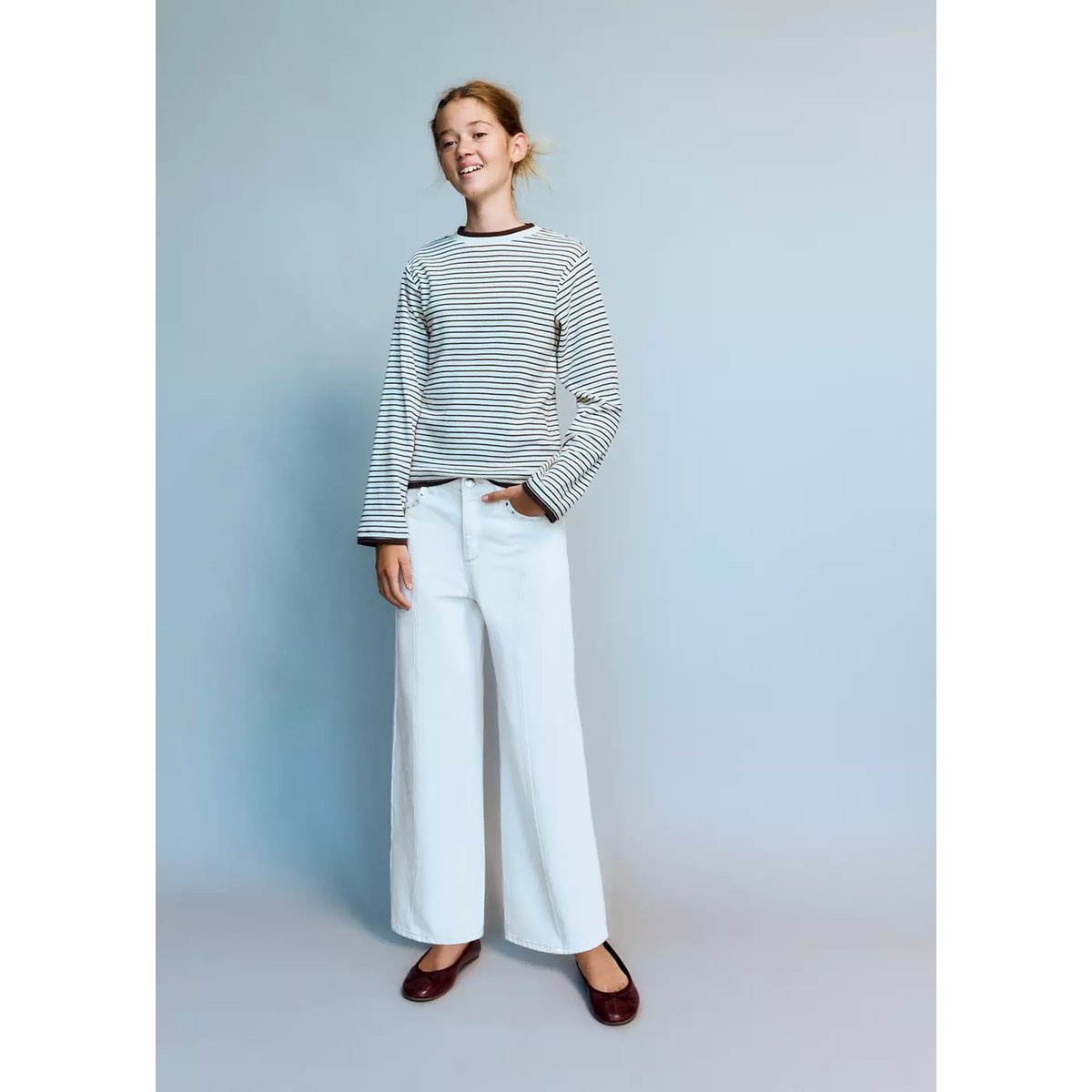 Jean style jupe-culotte clouté blanc cassé, MANGO KIDS