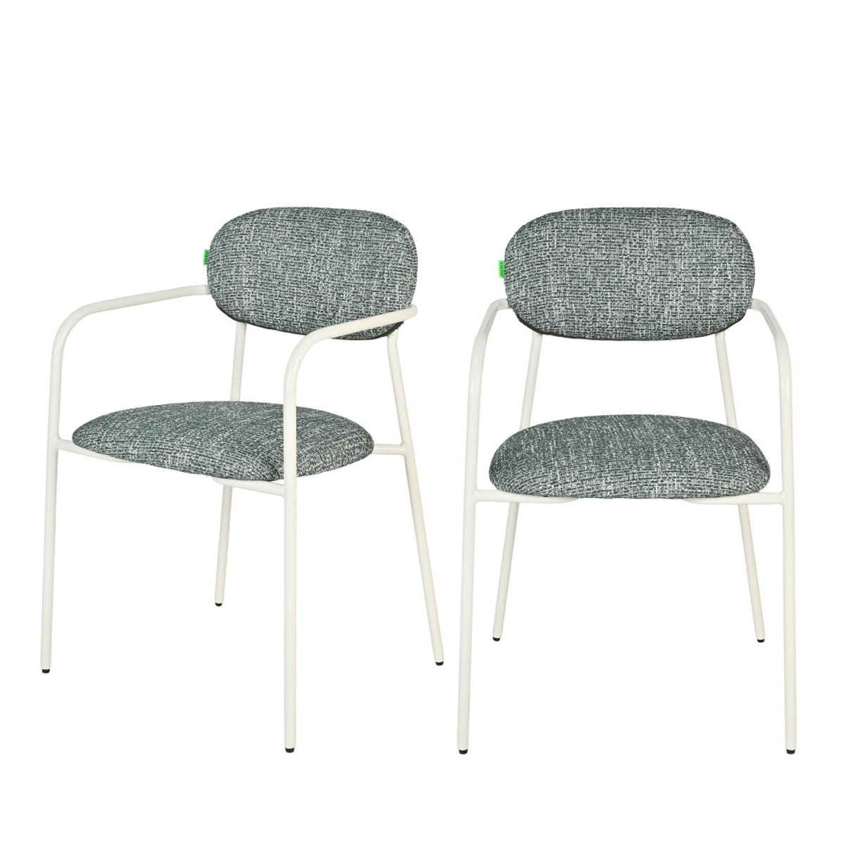 Lot de 2 fauteuils de table en tissu pieds métal- ANATOLE vert, DRAWER