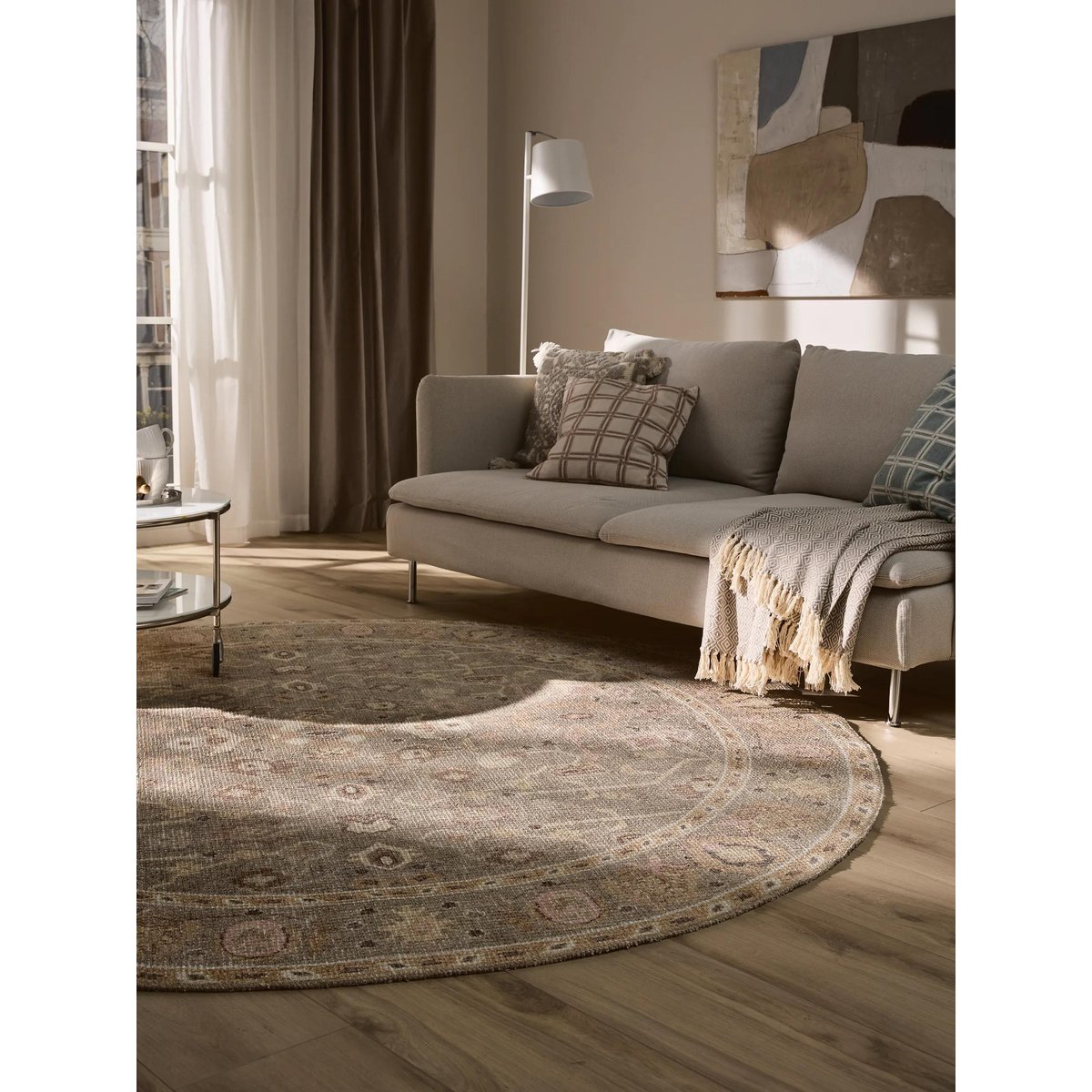 Tapis rond LORENZO beige, BENUTA 