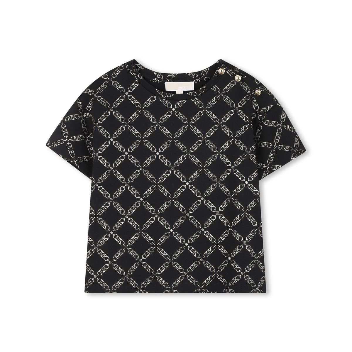 T-shirt manches courtes en jersey noir dore, MICHAEL KORS