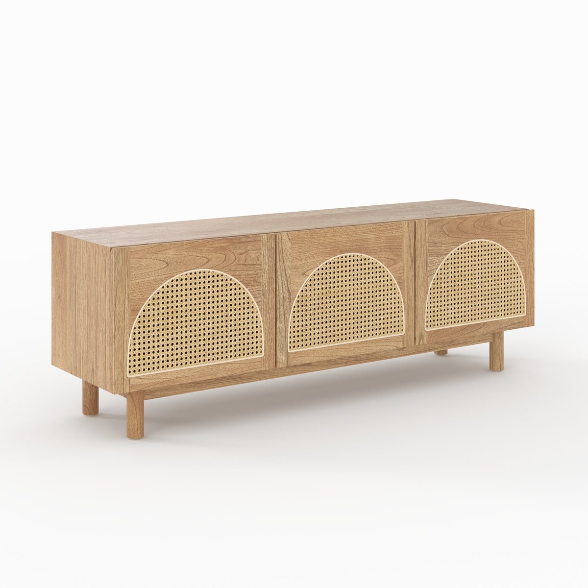 Meuble TV en bois massif de mindi et rotin 160 cm - DELYA marron, MAISON PAVANE