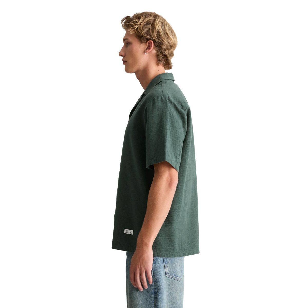 Chemise à manches courtes regular en sergé de coton bio double épaisseur vert, MARC O’POLO DENIM