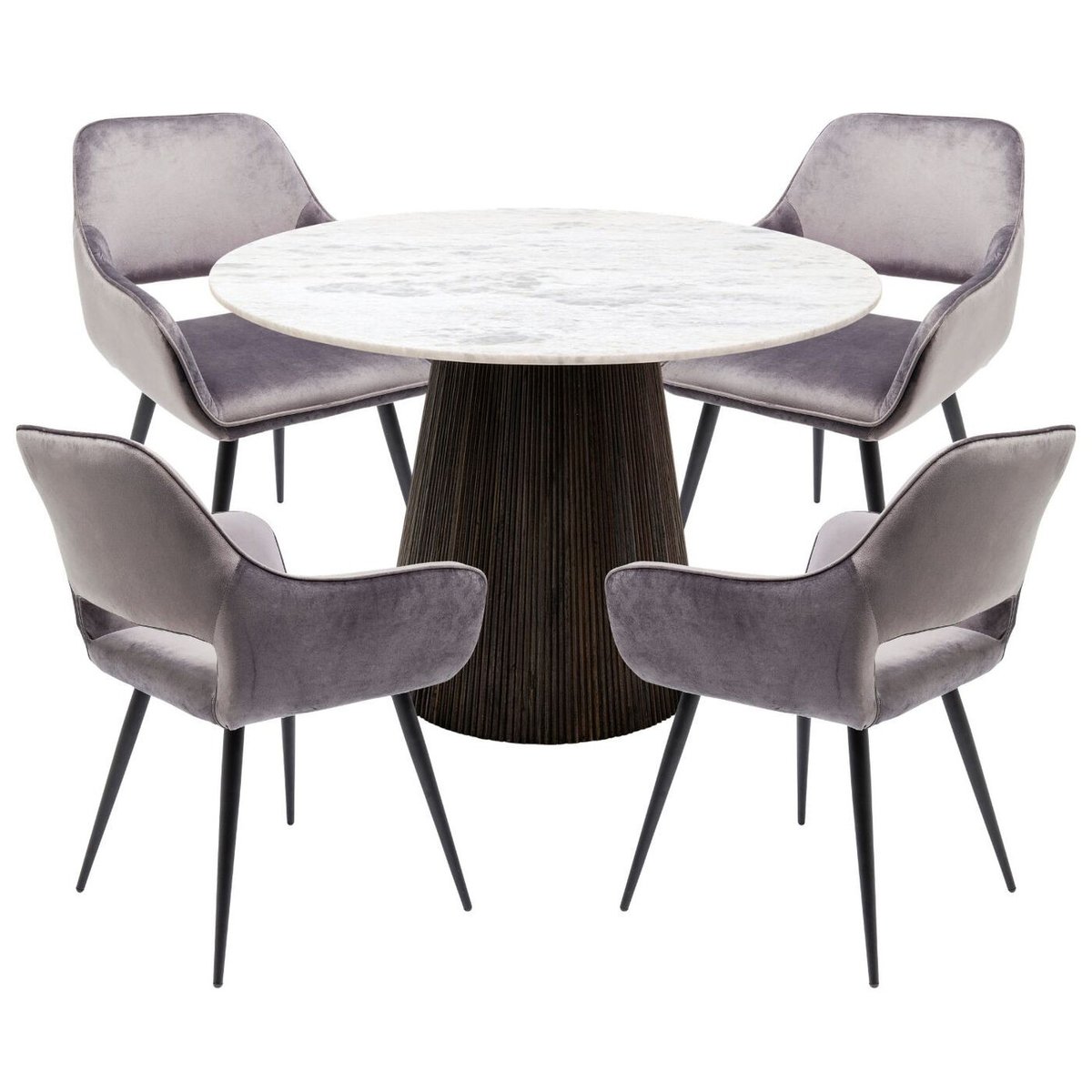 Ensemble table et 4 chaises, GLENN gris, KARE DESIGN