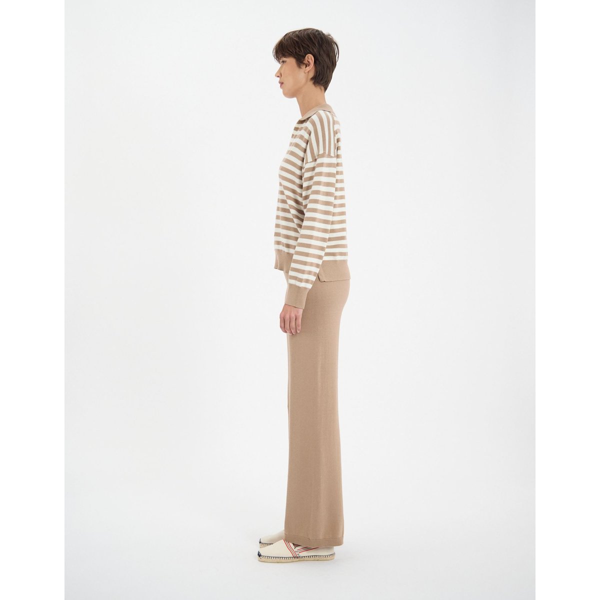 Robe Teo motifs feuilles de chêne beige ecru, INES DE LA FRESSANGE PARIS