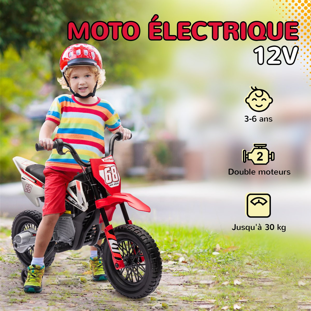 Moto électrique à conducteur assis PP Rouge rouge, AIYAPLAY