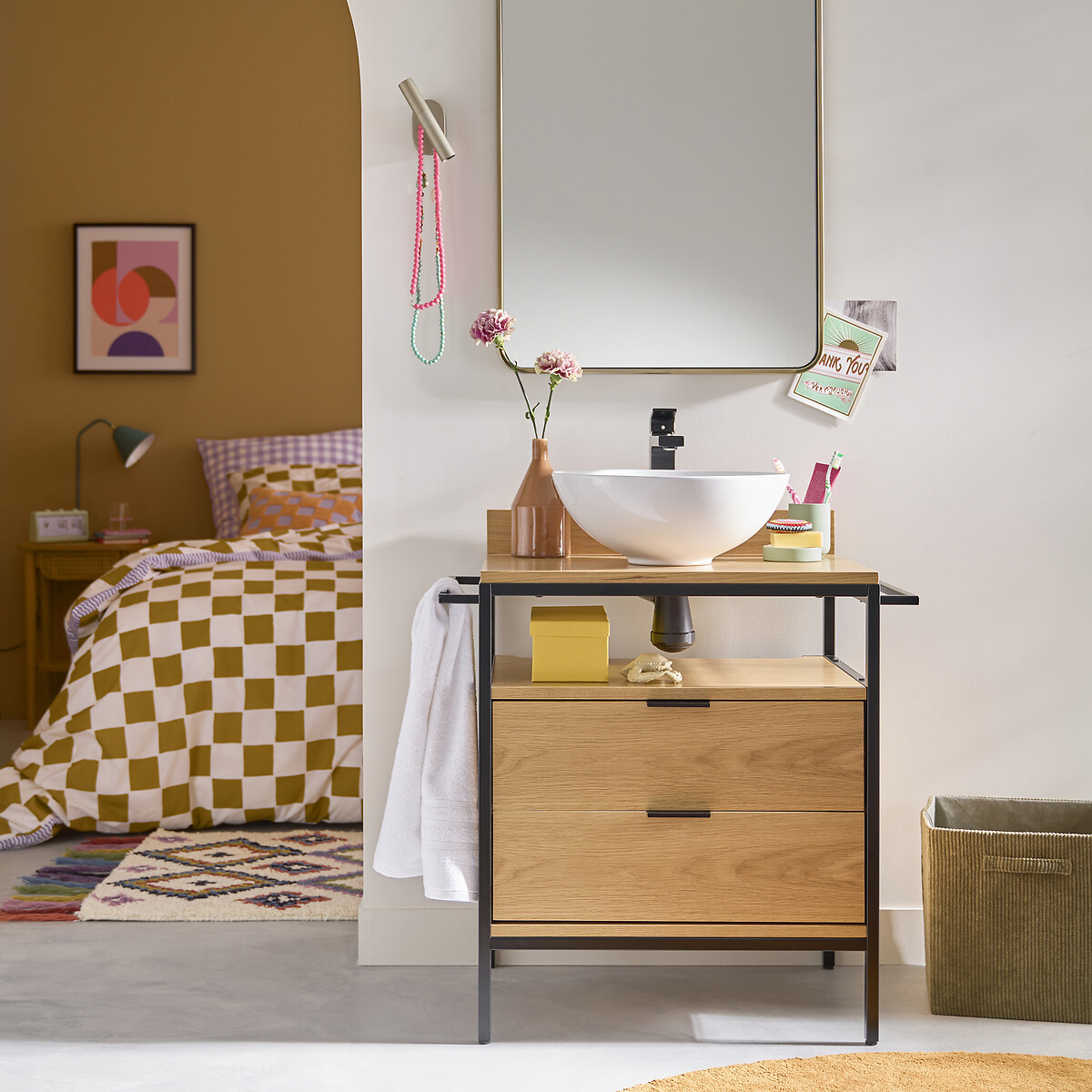 Iodus Rectangular Iron Mirror, Width 60cm X Height 90cm brass, LA REDOUTE INTERIEURS