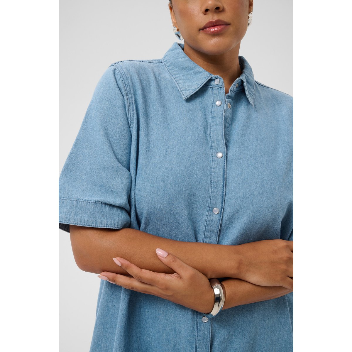 Robe bleu medium blue chambray, KAFFE CURVE
