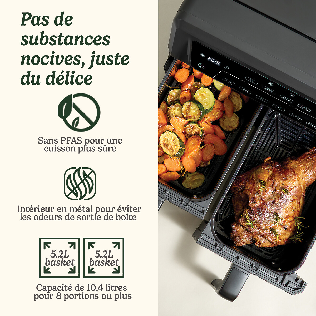 Airfryer 2 manden 10,4 L AFD10OBLE zwart, CUISINART