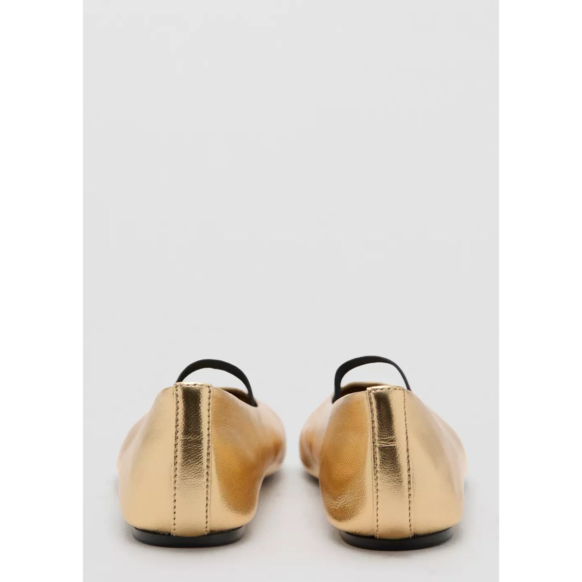 Chaussures cuir bride or, MANGO