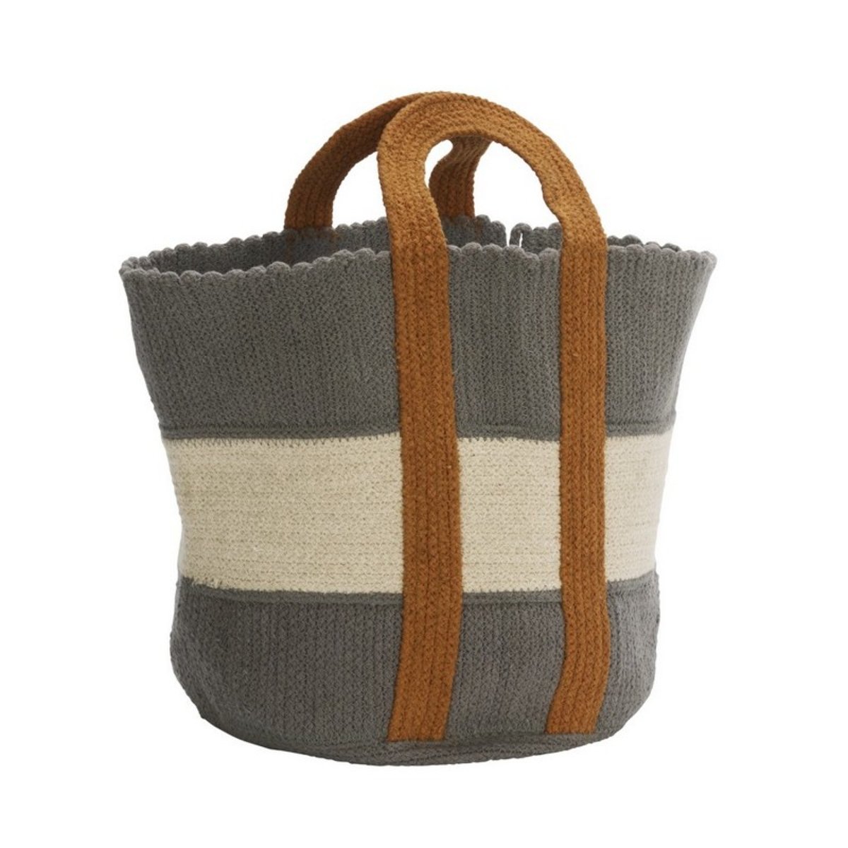 Panier rangement coton tissé design gris, MADAM STOLTZ