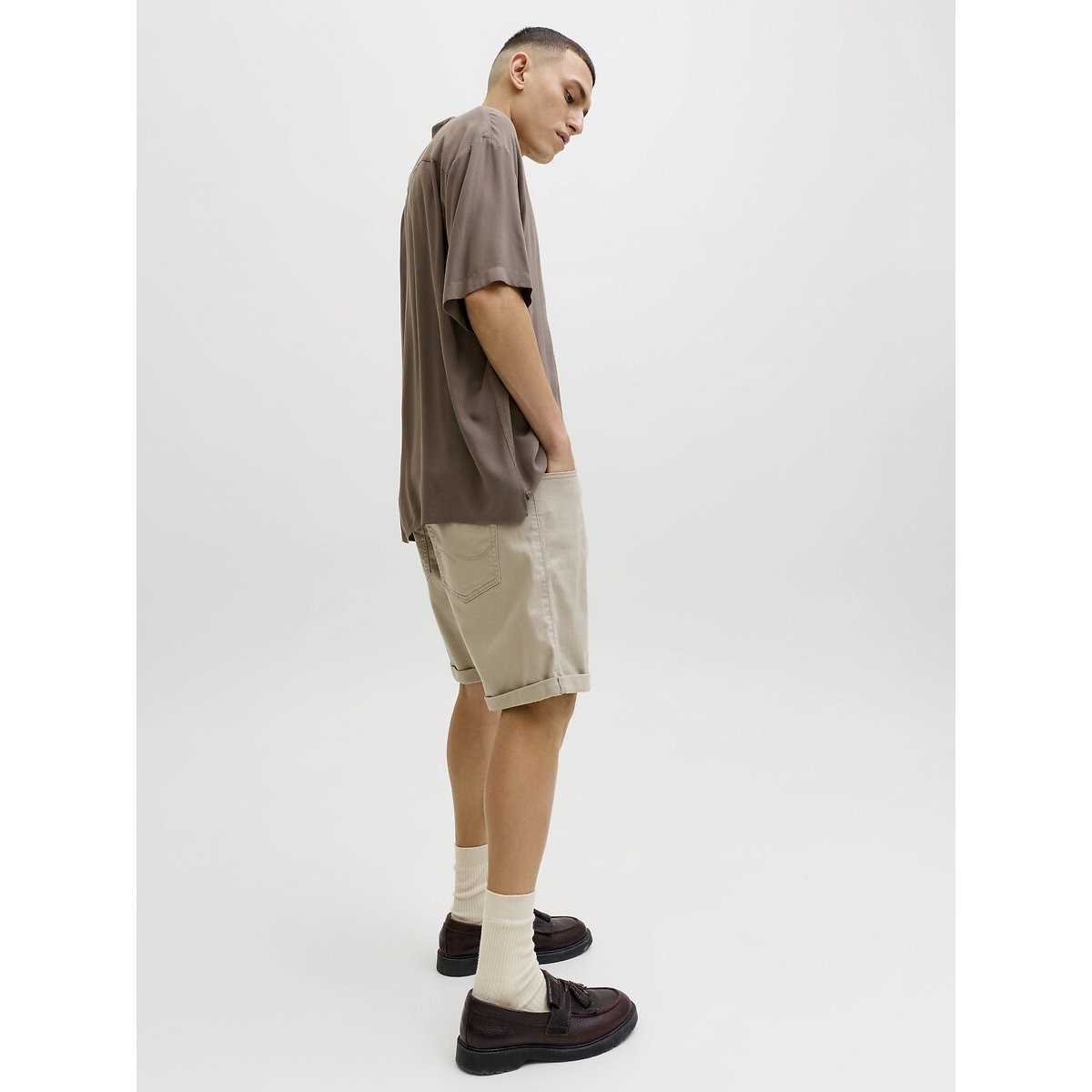 Shorts con risvolti beige, JACK & JONES