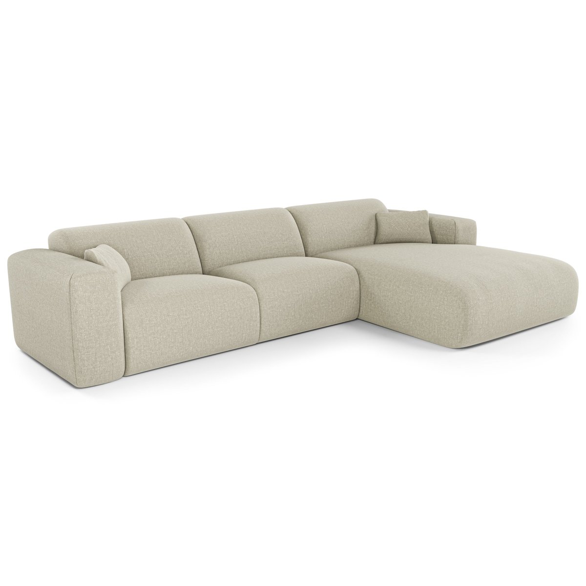 Canapé angle droit convertible express 5 places en tissu tramé MYRA beige, SIA HOME