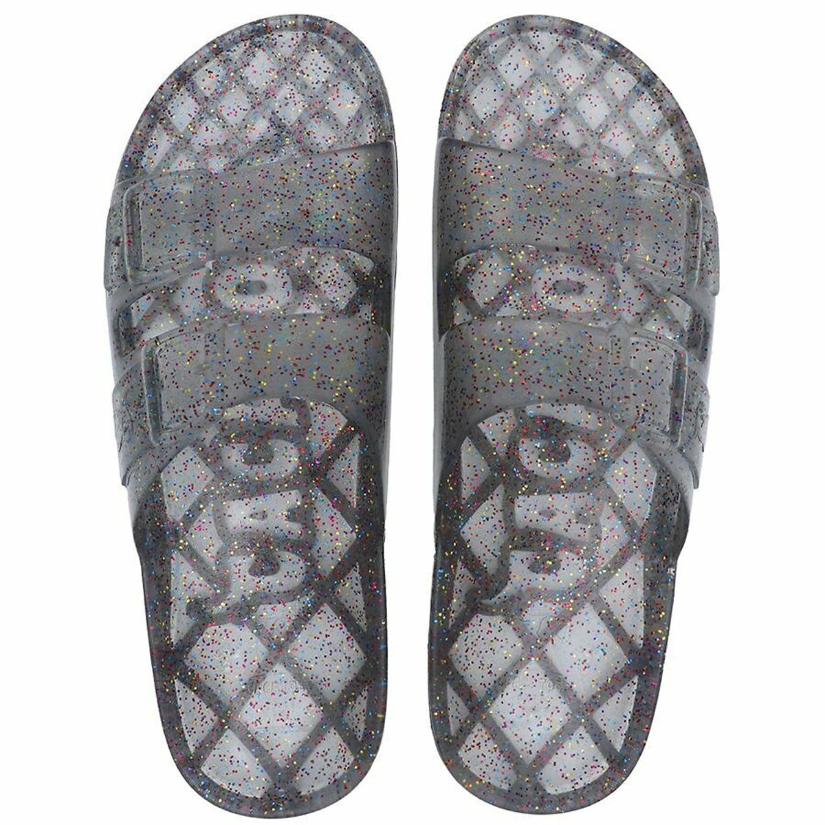 Mules doubles brides transparentes Anjo argenté, CACATOES