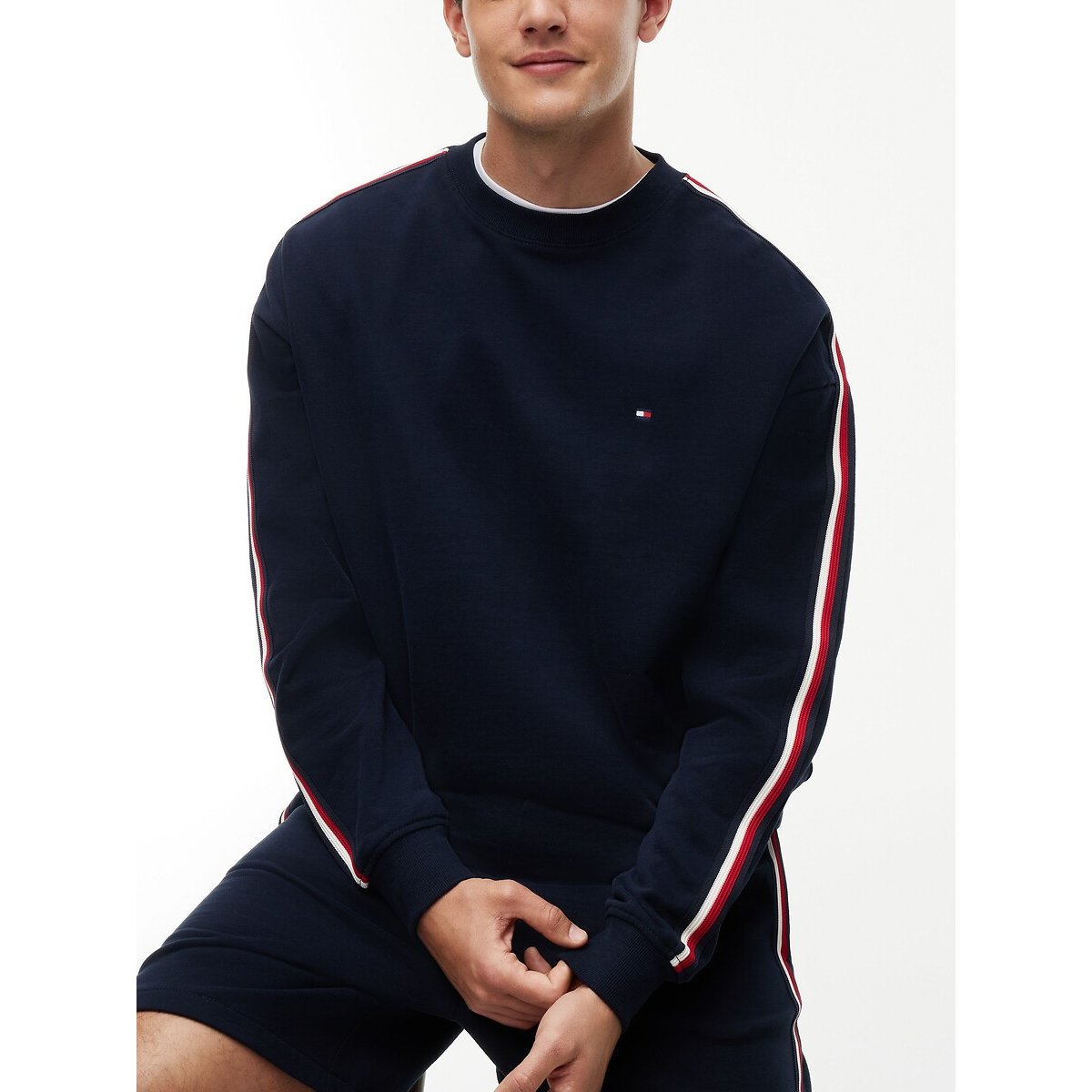 T-shirt pigiama, maniche lunghe blu marino, TOMMY HILFIGER