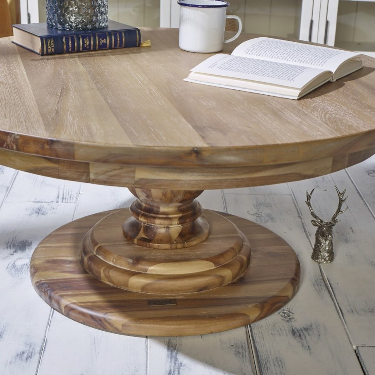Table basse ronde style chalet en acacia TODD bois, ROBIN DES BOIS