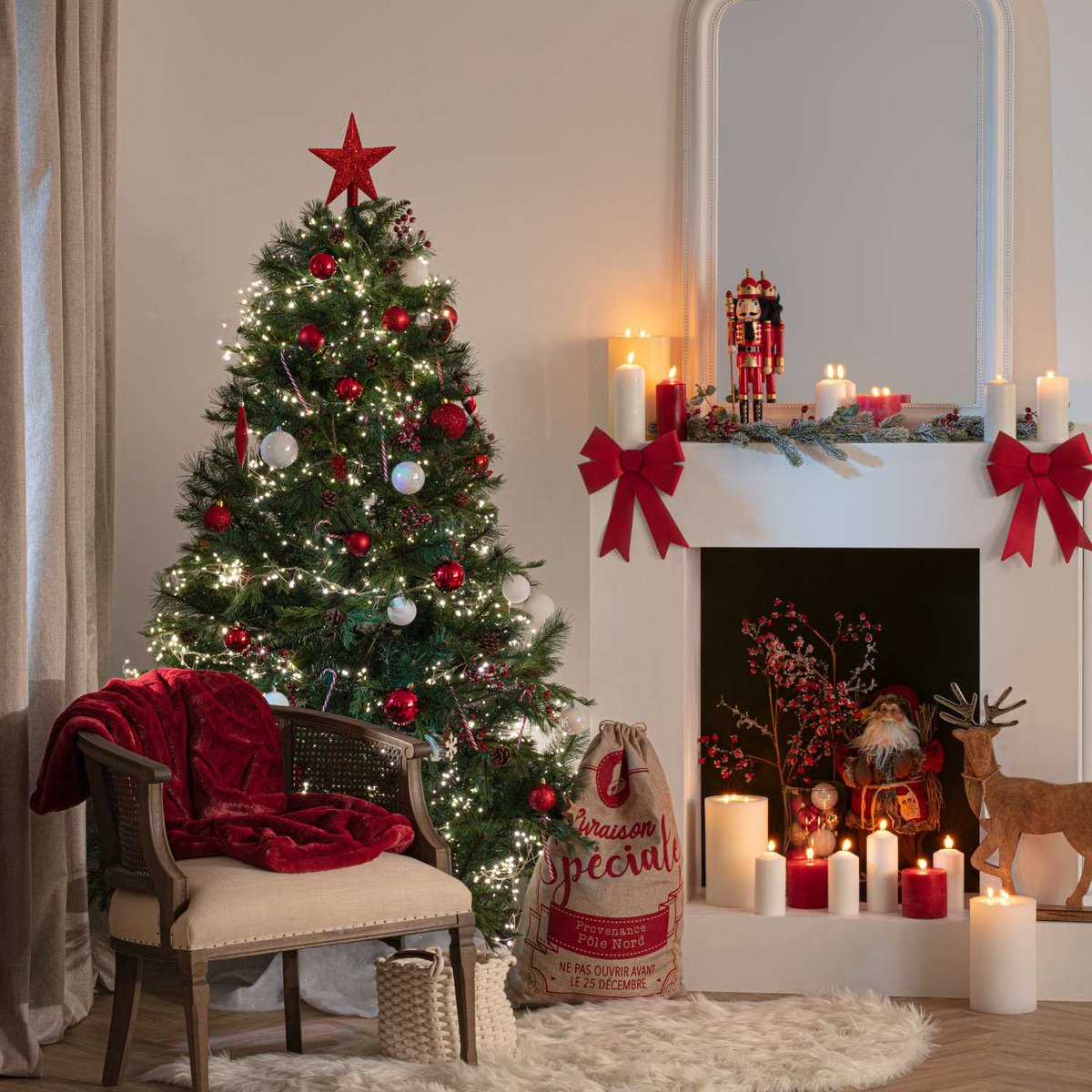 Tapis pour sapin de Noël duveteux blanc, ATMOSPHERA