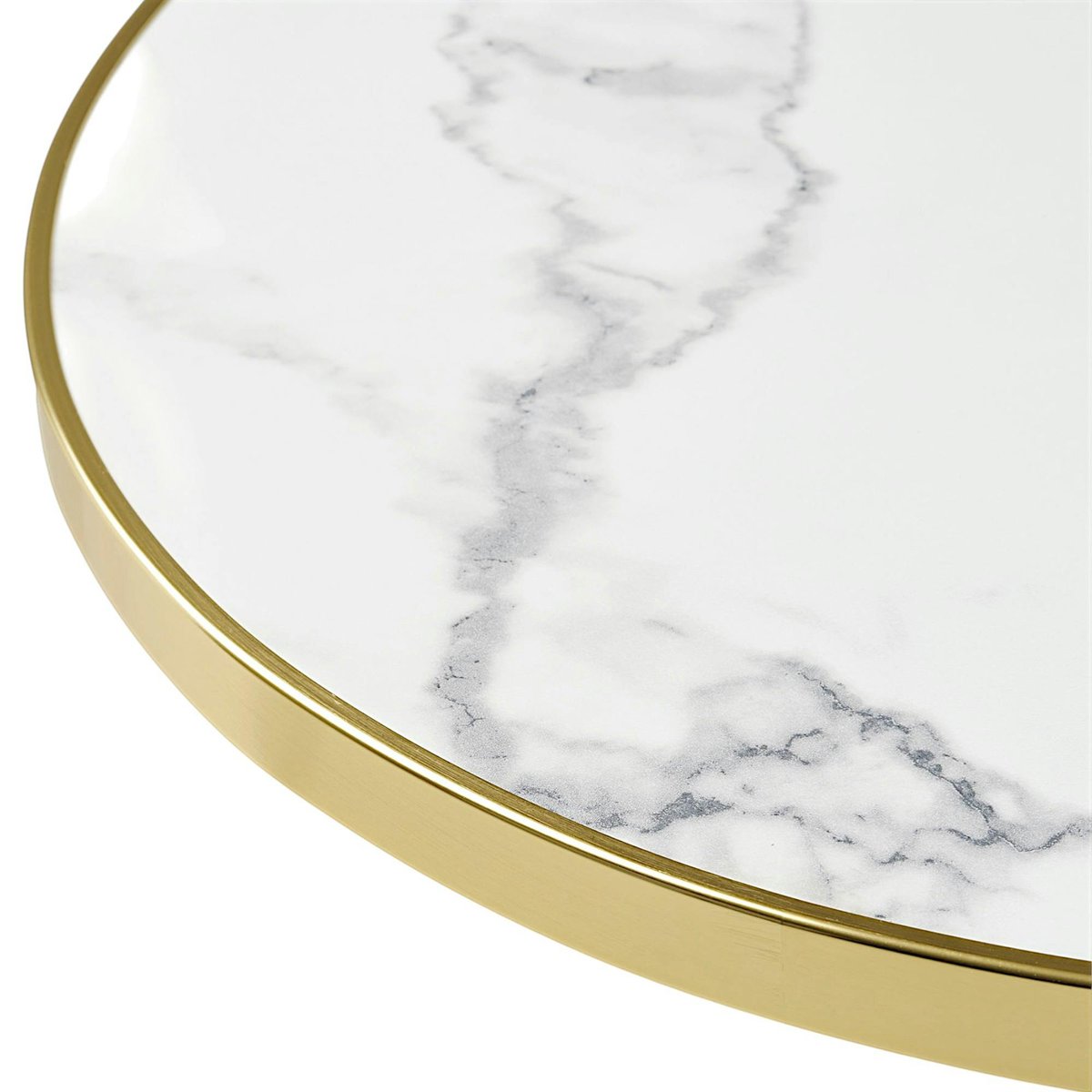 Table bistrot ronde effet marbre blanc pied fonte Ø60 cm TORANO blanc, PIER IMPORT