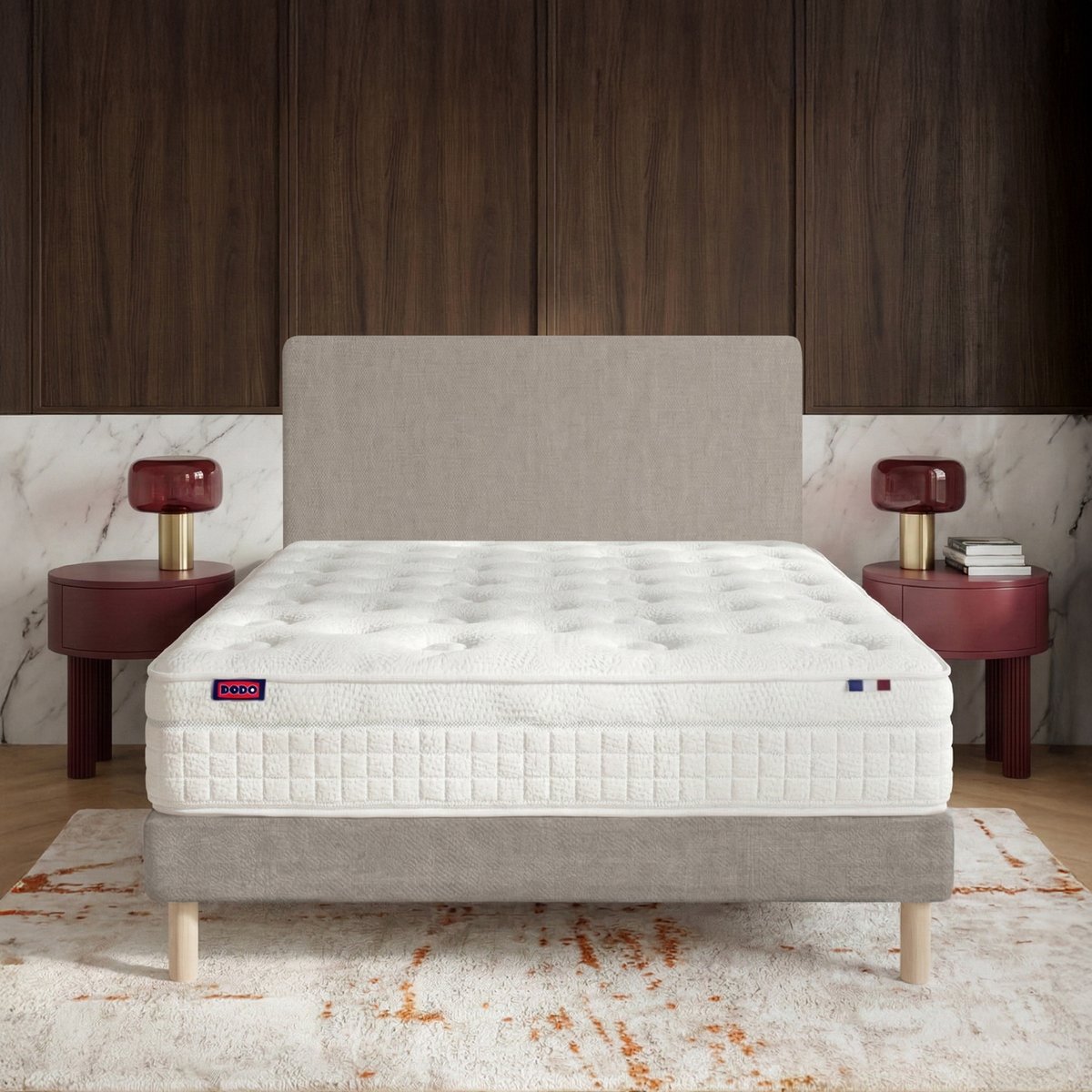 Ensemble lit - Matelas + sommier + tête de lit - Beige RENAISSANCE beige, DODO