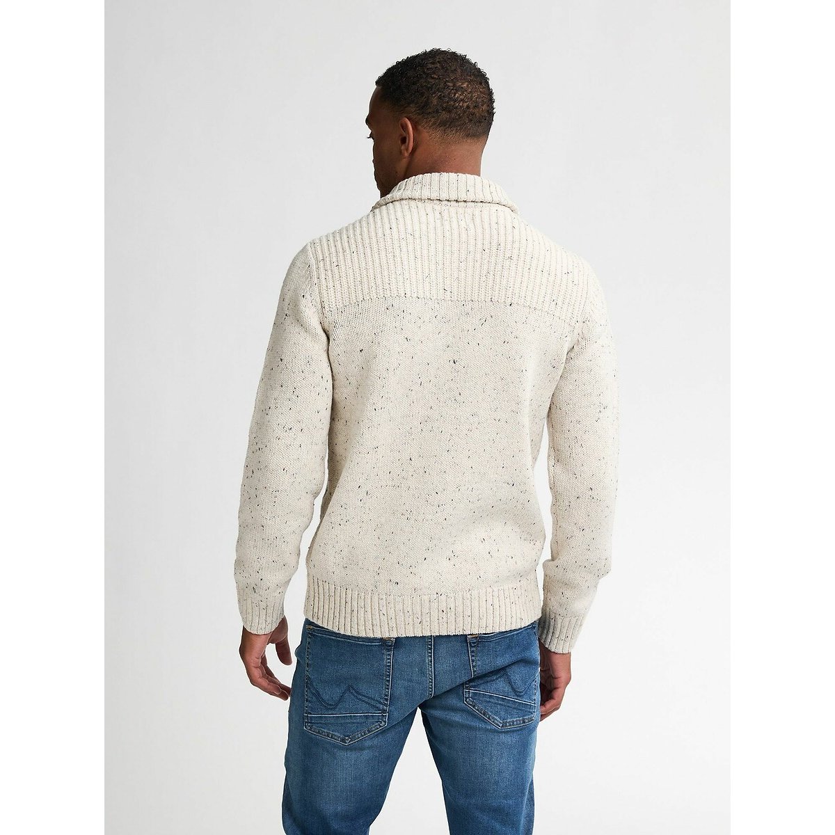 Pull col montant boutonné ecru, PETROL INDUSTRIES