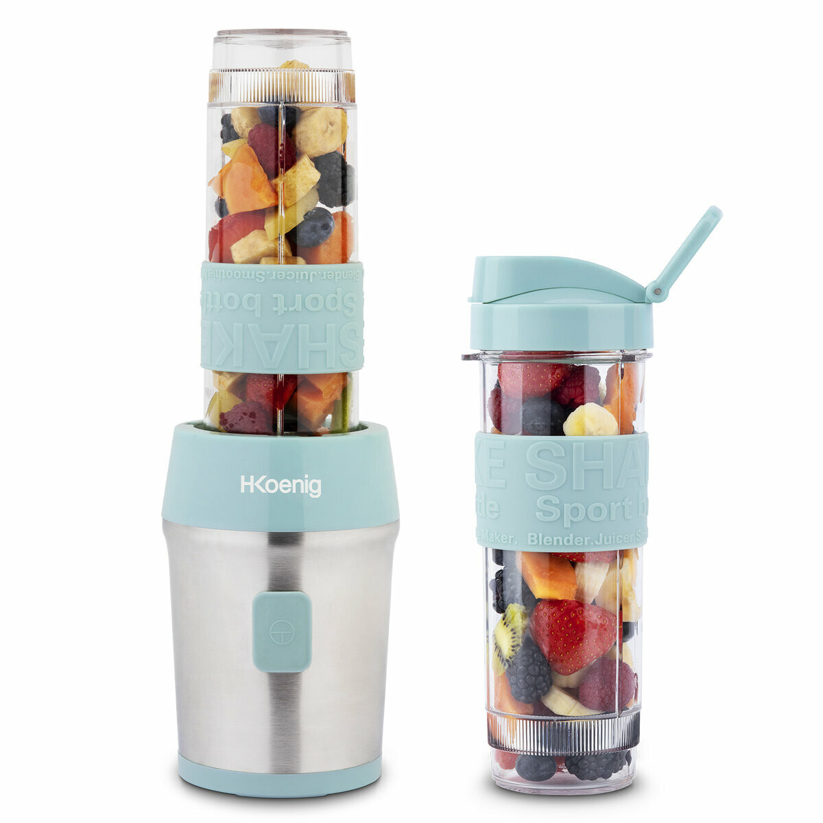 Blender portable et kit bouteilles - smoo16+btl16 vert, H.KOENIG
