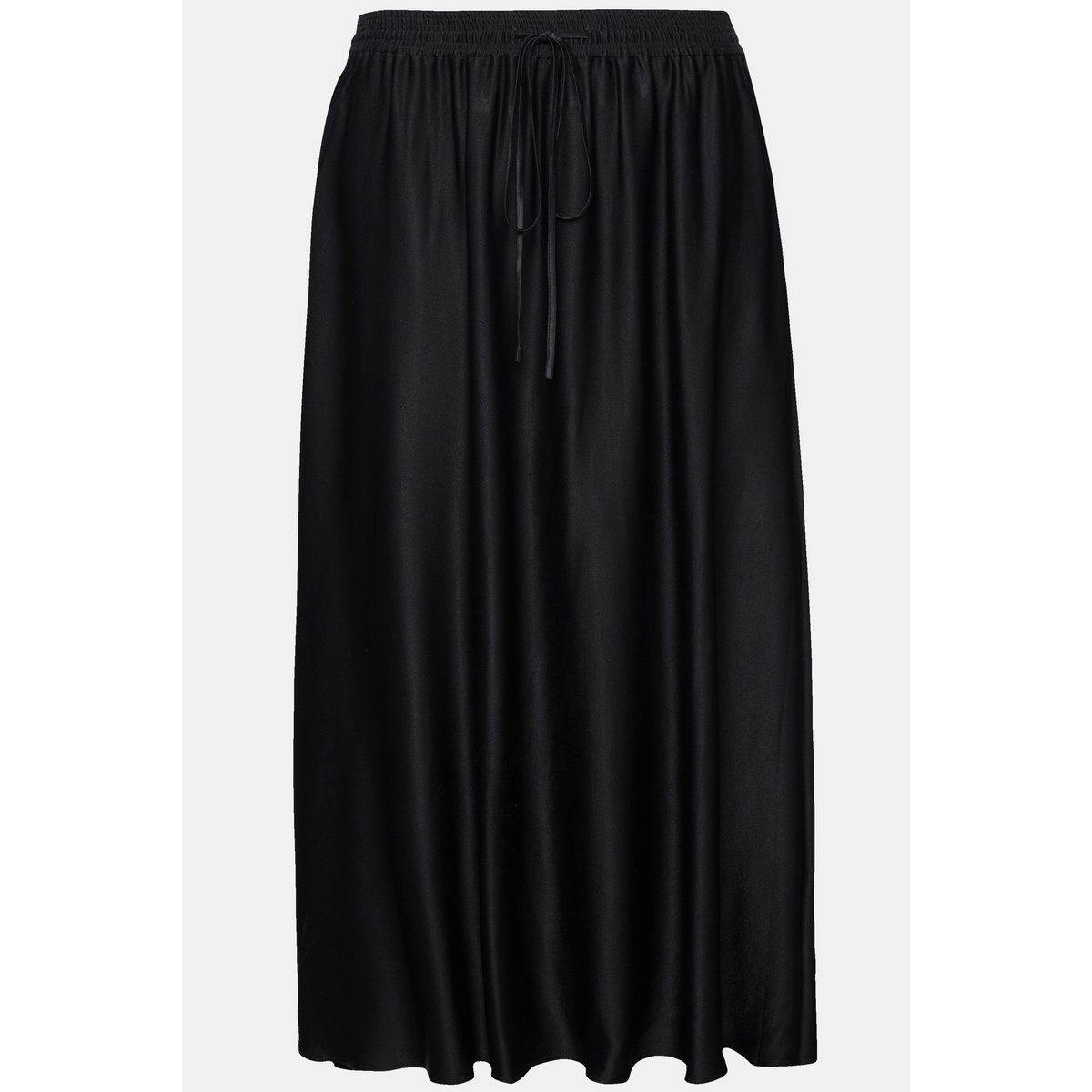 Jupe midi en satin, silhouette en A noir, ULLA POPKEN