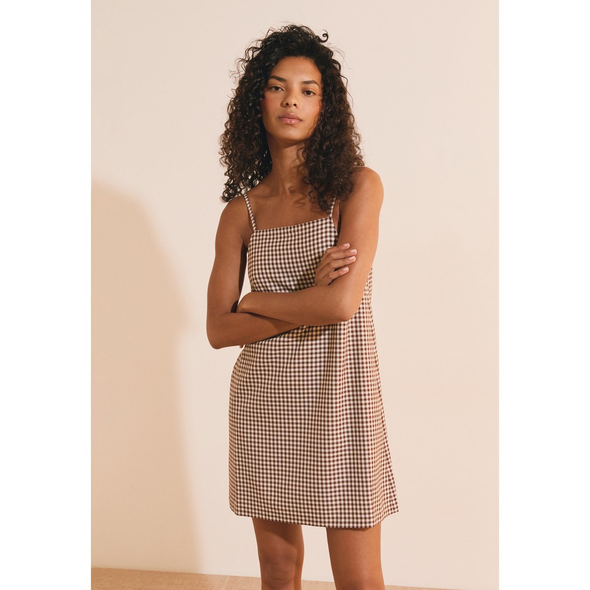 Robe courte à carreaux A PARAMY CRX chocolat, ETAM