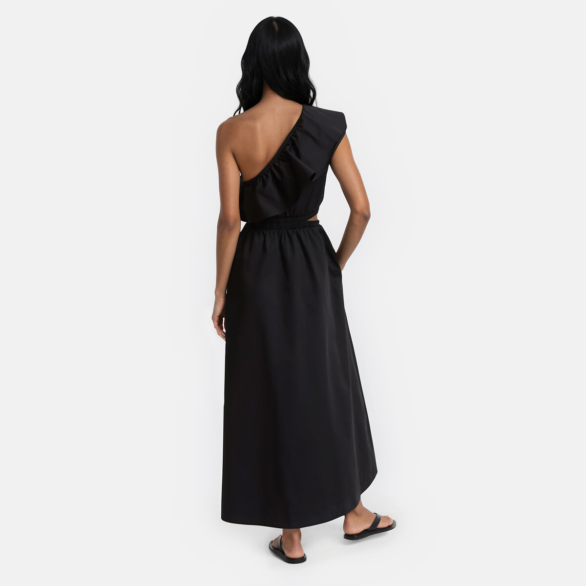 Robe longue asymétrique à volant noir, LA REDOUTE COLLECTIONS