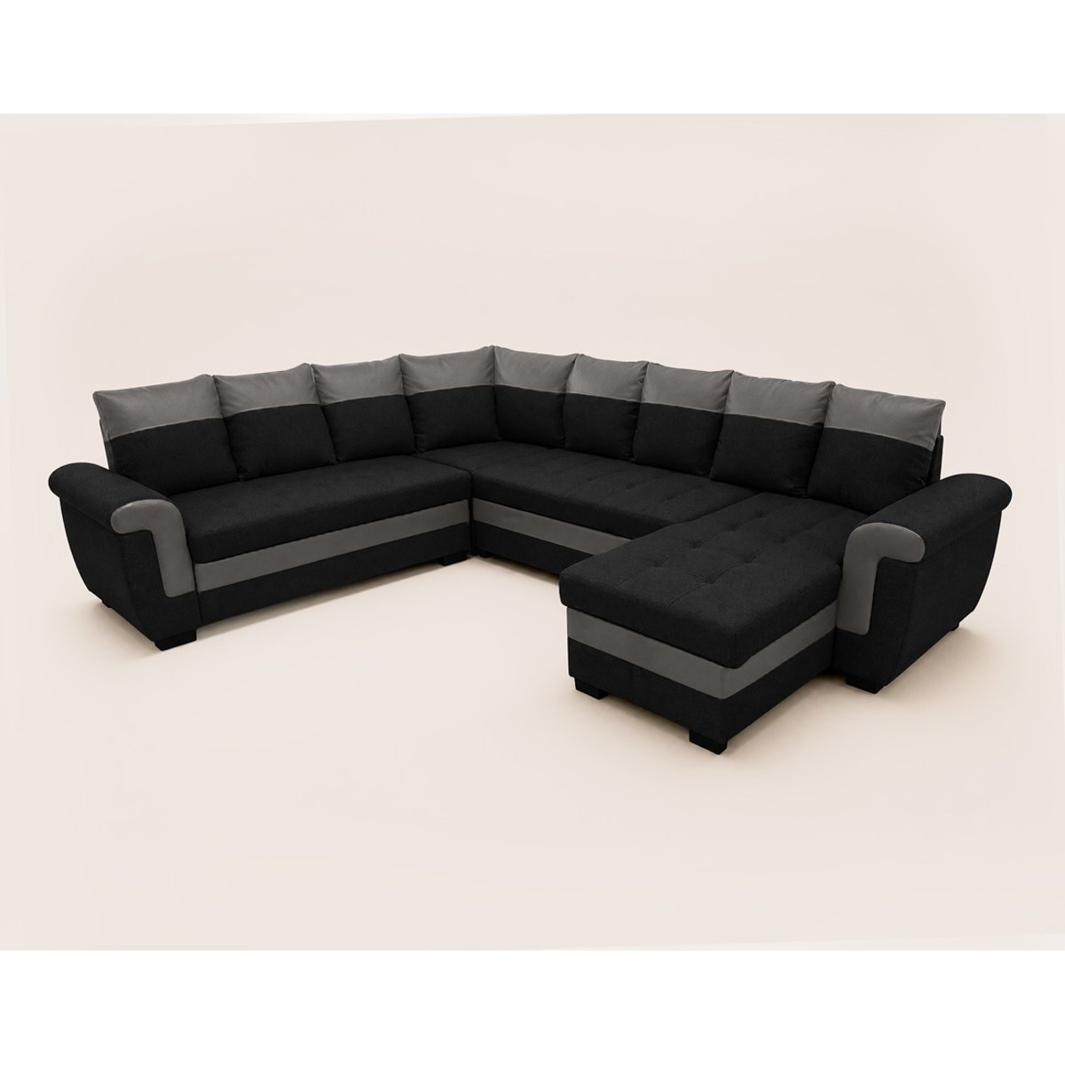 Canapé d'Angle Convertible 7 places - HENRY noir / gris, BEST MOBILIER