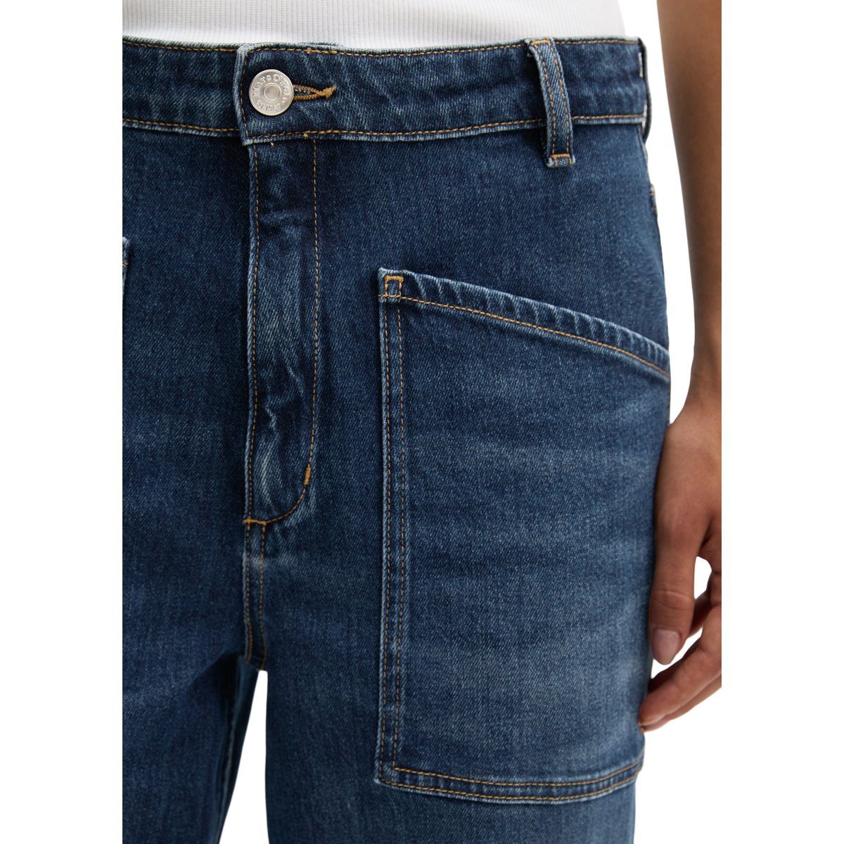 Jeans modèle Iva boyfriend en coton bio et lyocell stretch bleu, MARC O'POLO