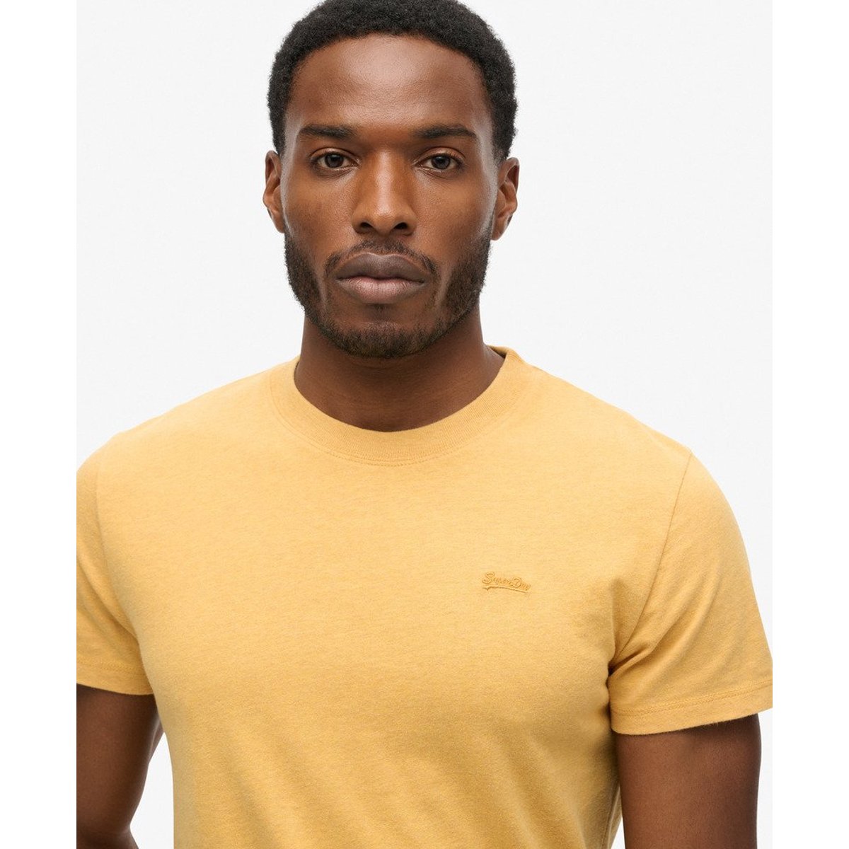 T-shirt Essential logo micro en coton bio ocre chiné, SUPERDRY